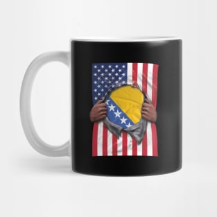 Bosnia & Herzegovina Flag American Flag Ripped - Gift for Bosnian Herzegovinian From Bosnia And Herzegovina Mug